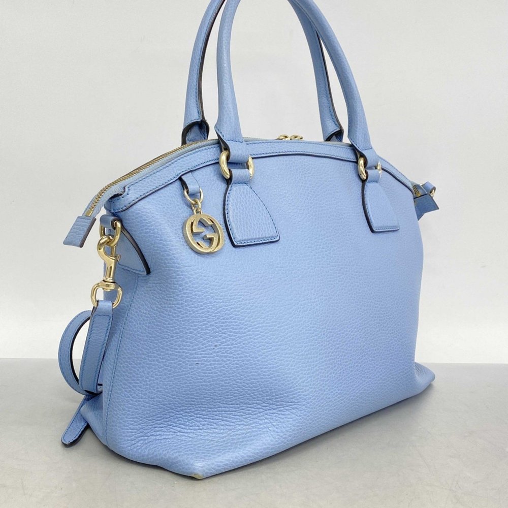 Gucci Interlocking G Handbag 449651 Leather Blue Champagne 2-Way Bag for Women - Picture 2 of 14